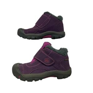 KEEN Kids Waterproof Winter Boots Purple Pink Fleece Lined Hook Loop‎ Size 2